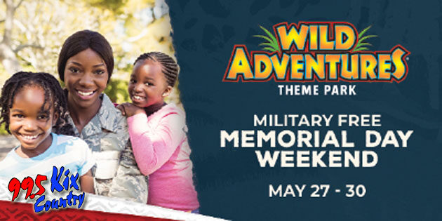 It’s your chance to win Wild Adventures tickets for Memorial Day fun from 99.5 Kix Country!